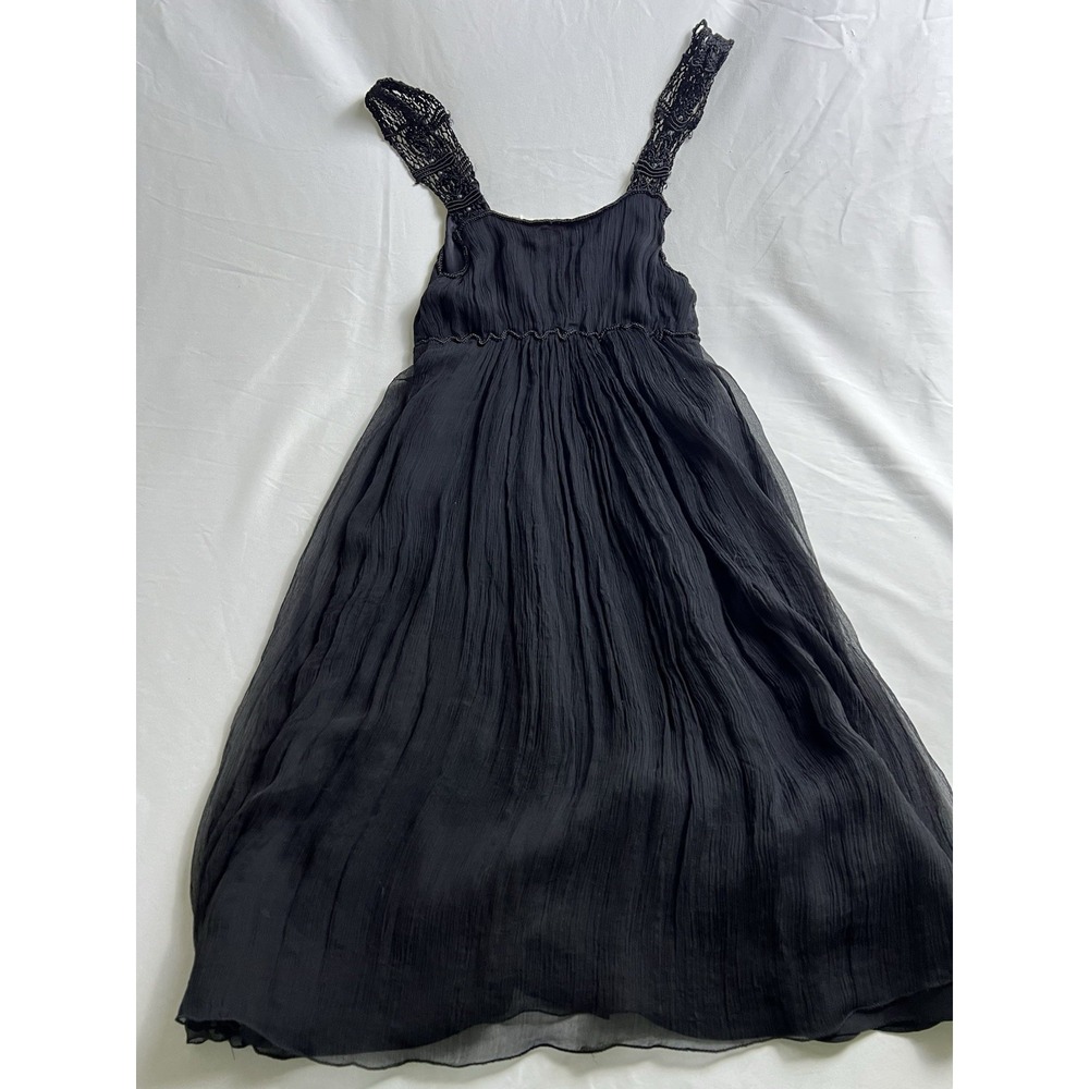 Max Studio Black 100% Silk Beaded Strap Sleeveless Shift Dress Women’s XS/S - Picture 2 of 11